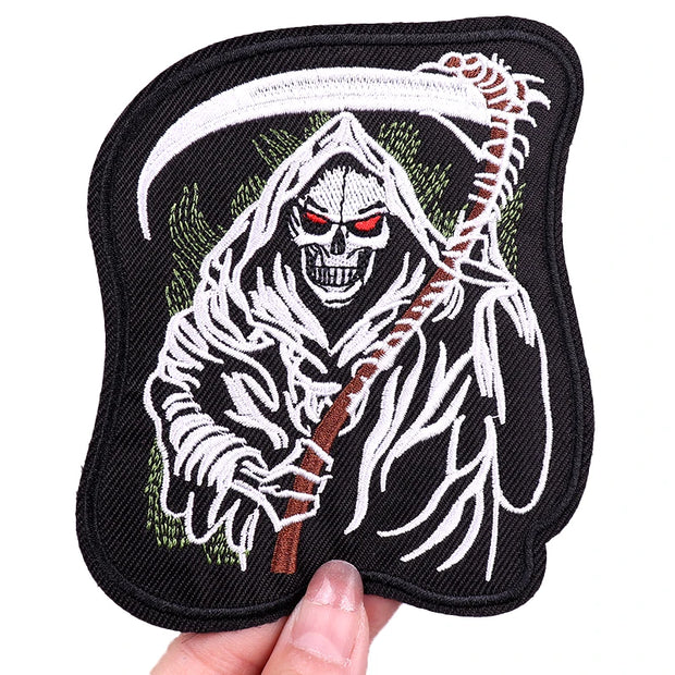 "Ride Hard" Embroidered Biker Patch Set – Iron-On Motorcycle Badges for Jackets, Vests & Gearheads