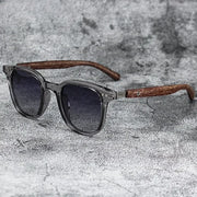 Vintage Biker-Style Sunglasses | UV400 Retro Rider Shades with Wood-Texture Arms