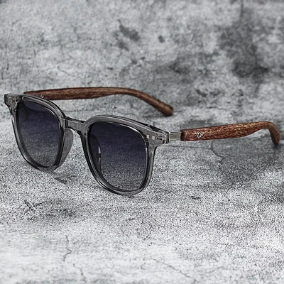 Vintage Biker-Style Sunglasses | UV400 Retro Rider Shades with Wood-Texture Arms