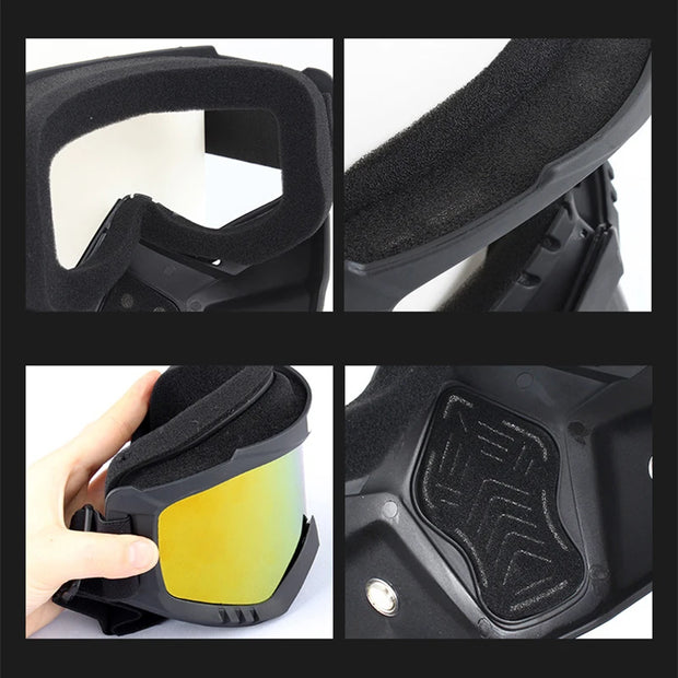 Full Face Motorcycle Goggle Mask – Anti-Fog Dustproof Riding Goggles with Removable Face Shield