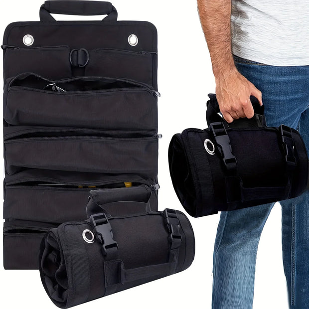 Heavy-Duty Roll-Up Tool Bag Organizer – 6 Detachable Pouches – Built for the Road