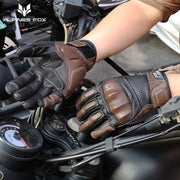 ALPINES FOX Vintage Leather Motorcycle Gloves