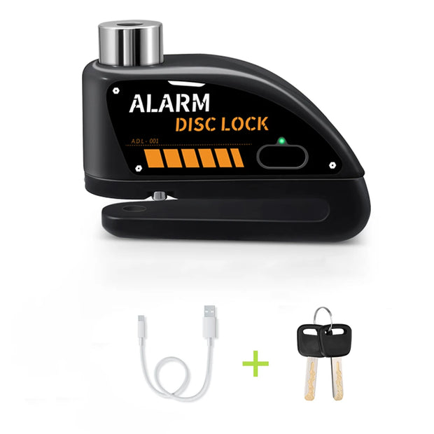Motorcycle Disc Brake Alarm Lock – Rechargeable Anti-Theft Security