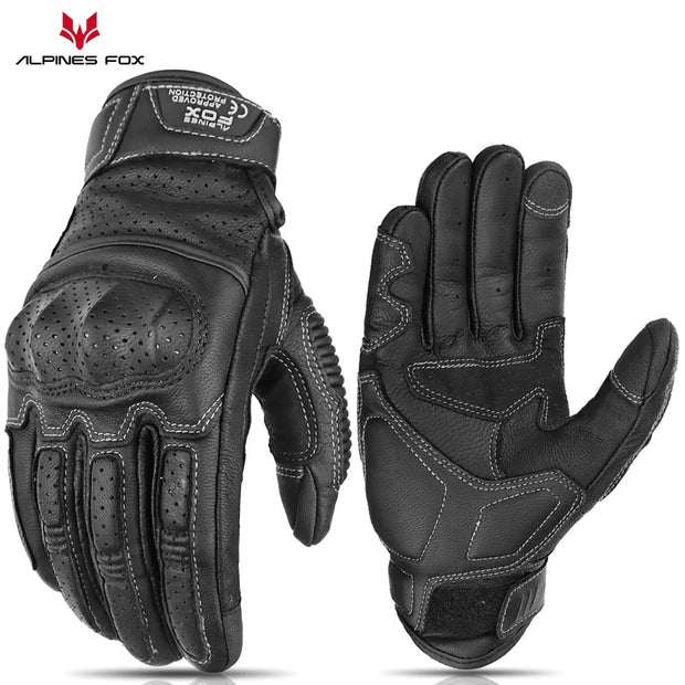 ALPINES FOX Vintage Leather Motorcycle Gloves