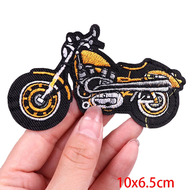 "Ride Hard" Embroidered Biker Patch Set – Iron-On Motorcycle Badges for Jackets, Vests & Gearheads