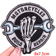 "Ride Hard" Embroidered Biker Patch Set – Iron-On Motorcycle Badges for Jackets, Vests & Gearheads