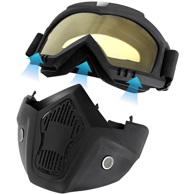 Full Face Motorcycle Goggle Mask – Anti-Fog Dustproof Riding Goggles with Removable Face Shield