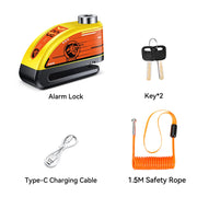 Motorcycle Disc Brake Alarm Lock – Rechargeable Anti-Theft Security