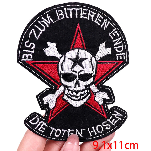"Ride Hard" Embroidered Biker Patch Set – Iron-On Motorcycle Badges for Jackets, Vests & Gearheads
