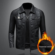 Men's PU Leather Motorcycle Jacket – Slim Fit, Waterproof, Thick/Thin Lined, Biker Style with Turn-Down Collar