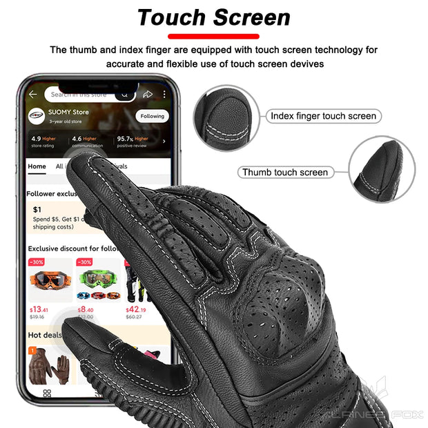 ALPINES FOX Vintage Leather Motorcycle Gloves