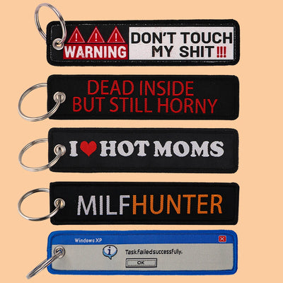 Funny Embroidered Keychain Patch – Motorcycle Keyring, Backpack Tag, Fashion Accessory