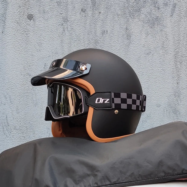Retro-Style Motorcycle Half Helmet
