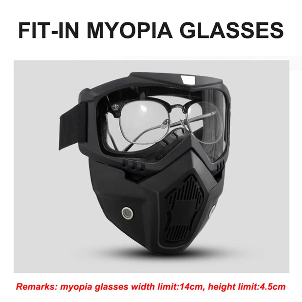 Full Face Motorcycle Goggle Mask – Anti-Fog Dustproof Riding Goggles with Removable Face Shield