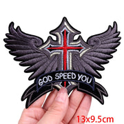 "Ride Hard" Embroidered Biker Patch Set – Iron-On Motorcycle Badges for Jackets, Vests & Gearheads
