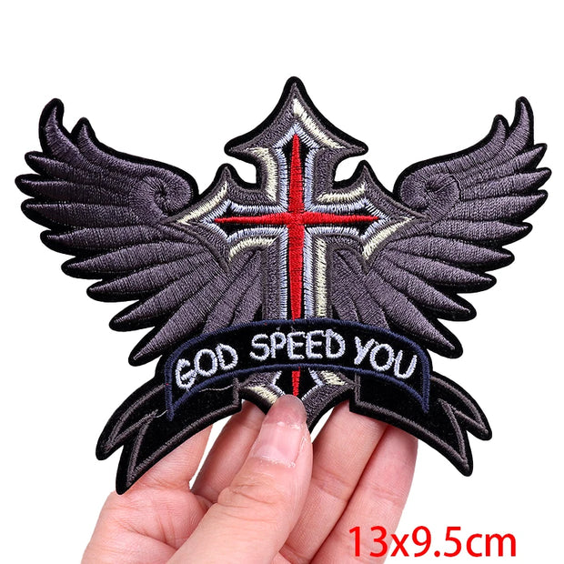 "Ride Hard" Embroidered Biker Patch Set – Iron-On Motorcycle Badges for Jackets, Vests & Gearheads
