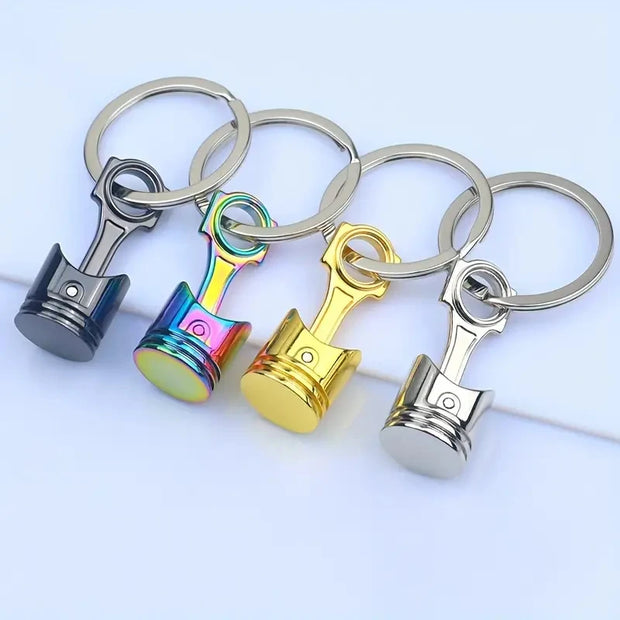 Metal Engine Piston Keychain – Motorcycle & Car Accessory Pendant – Zinc Alloy – Creative Auto Gift