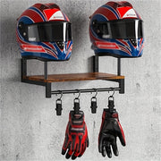 Motorcycle Helmet Wall Mount Wooden Shelf