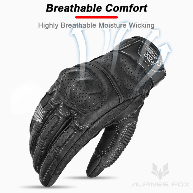 ALPINES FOX Vintage Leather Motorcycle Gloves