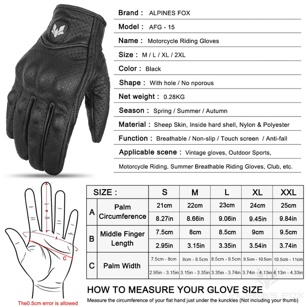 ALPINES FOX AFG-15 Summer Leather Motorcycle Gloves