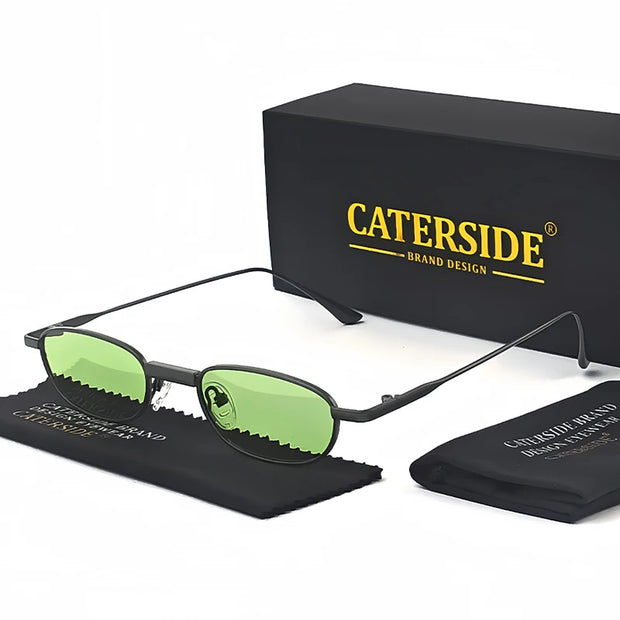 CaterSide Slim Oval Punk Sunglasses – UV400 Polarized Eyewear for Riders