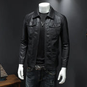 Men's PU Leather Motorcycle Jacket – Slim Fit, Waterproof, Thick/Thin Lined, Biker Style with Turn-Down Collar