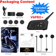 EJEAS V6 PRO+ Bluetooth Motorcycle Intercom 800M Range | Waterproof 6-Rider Headset | Helmet Speaker System