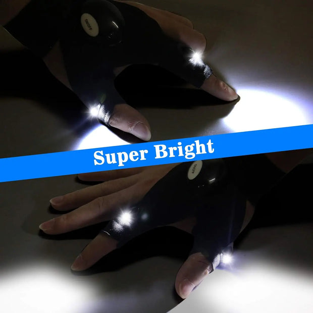 LED Flashlight Gloves – Waterproof Fingerless Gloves for Night Work, Engineering and more
