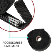 5M Fiberglass Exhaust Wrap Heat Shield Tape – Motorcycle Thermal Header Pipe Insulation with Stainless Steel Ties