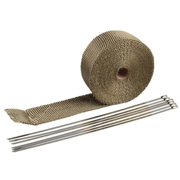 5M Fiberglass Exhaust Wrap Heat Shield Tape – Motorcycle Thermal Header Pipe Insulation with Stainless Steel Ties