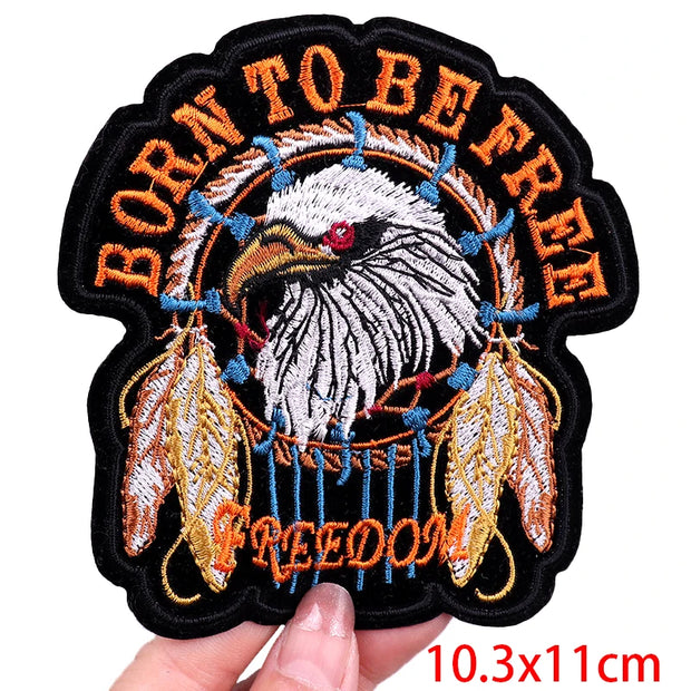 "Ride Hard" Embroidered Biker Patch Set – Iron-On Motorcycle Badges for Jackets, Vests & Gearheads
