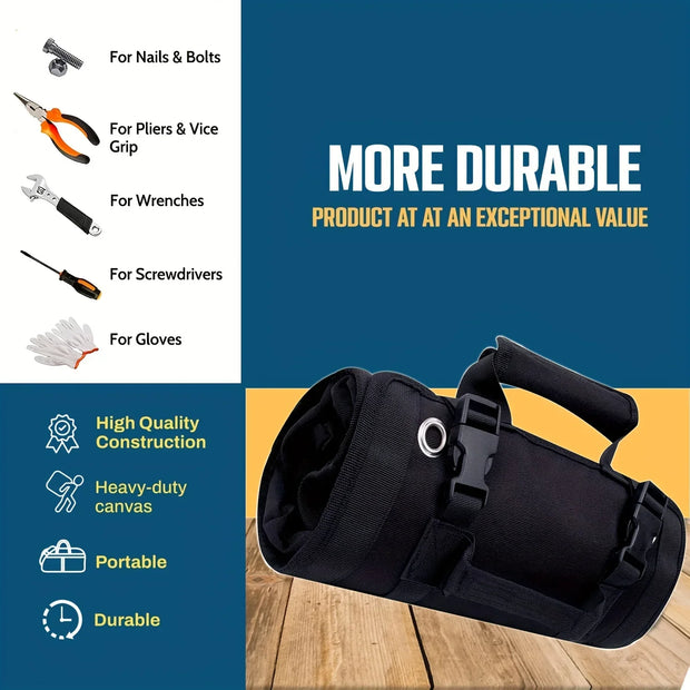 Heavy-Duty Roll-Up Tool Bag Organizer – 6 Detachable Pouches – Built for the Road
