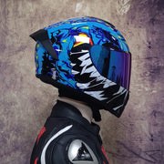 Full Face Racing Helmet – Winter Warm, Double Visor Motorcycle Helmet for Men & Women