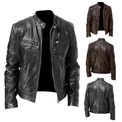 2025 PU Leather Biker Jacket for Men – European Fit Motorcycle Coat | Autumn/Winter Streetwear | Punk Outlaw Low-Riders MC Style