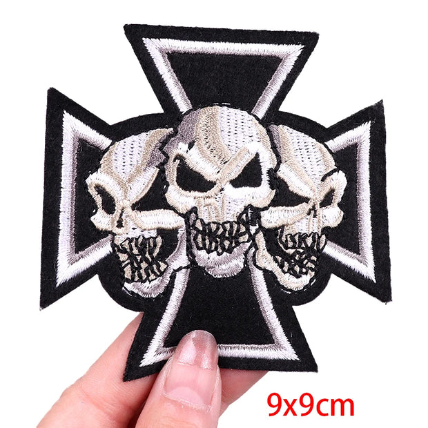 "Ride Hard" Embroidered Biker Patch Set – Iron-On Motorcycle Badges for Jackets, Vests & Gearheads