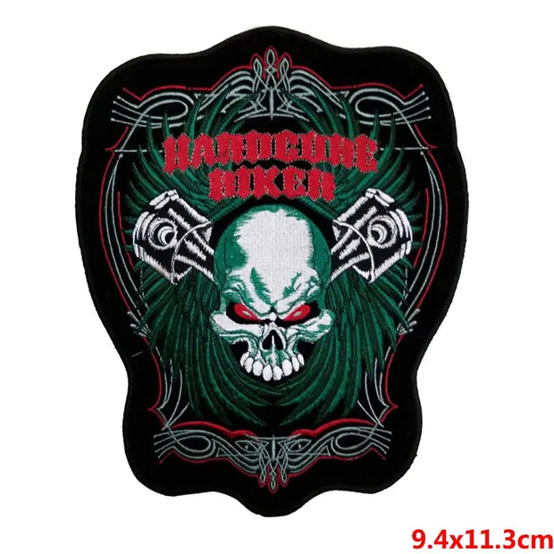 "Ride Hard" Embroidered Biker Patch Set – Iron-On Motorcycle Badges for Jackets, Vests & Gearheads