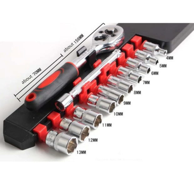 Chrome Socket Wrench Set – 12pc Heavy-Duty Repair Kit for Motorcycles, Cars, Boats & More