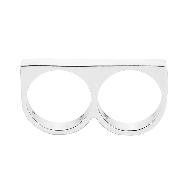 Double Barrel Statement Ring – Stainless Steel Punk Biker Jewelry