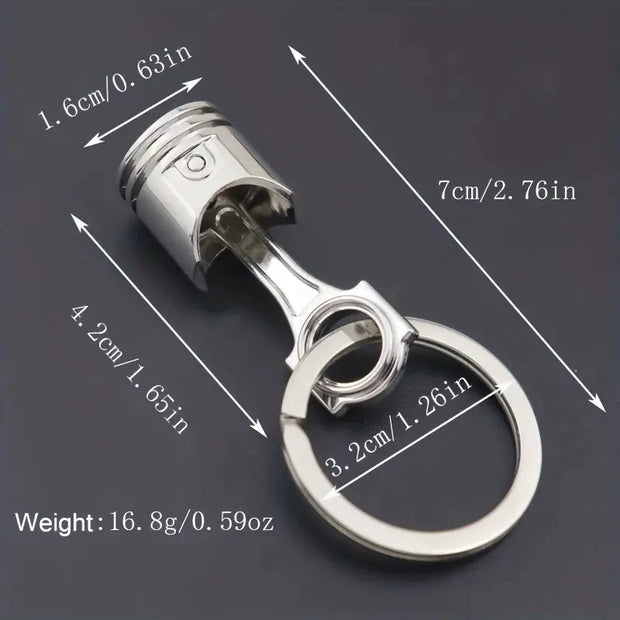 Metal Engine Piston Keychain – Motorcycle & Car Accessory Pendant – Zinc Alloy – Creative Auto Gift